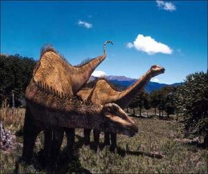 yapboz Peyzaj üzerindeki iki dinozorlar